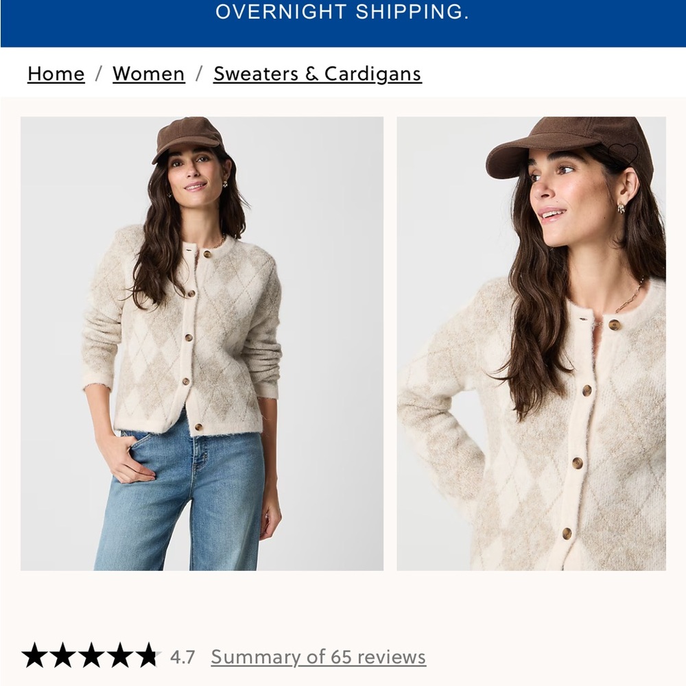 J. Crew Argyle Cardigan